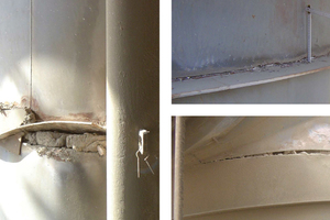  3 Torn steel construction due to alkali growth of the refractory lining 