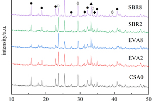  6 XRD patterns of paste samples under different conditions; (a) 5% Na2SO4; (b) Water 