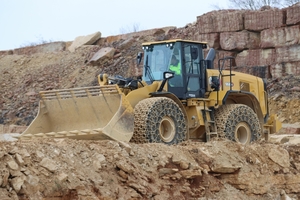  2 A Cat 966 GC wheel loader supplies the Portland cement works in Solnhofen with raw materials for cement production 